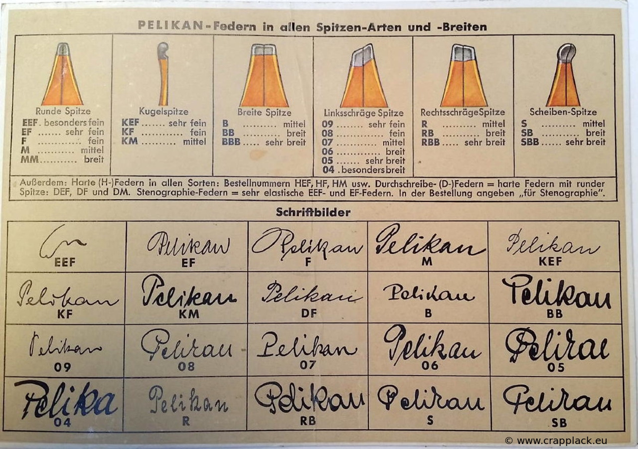 Federbreiteninformation ca. 1930/40er Jahre