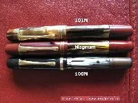 The middle fountain pen is the 100N-Magnum. Above and below shown model 101N and 100N for size comparison. © Vasco Pisco - <a href="http://www.penalusa.com" target="_blank">www.penalusa.com</a>