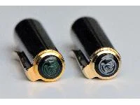 Logo from green striped M400 and the corresponding Rollerball pen with grey Logo.